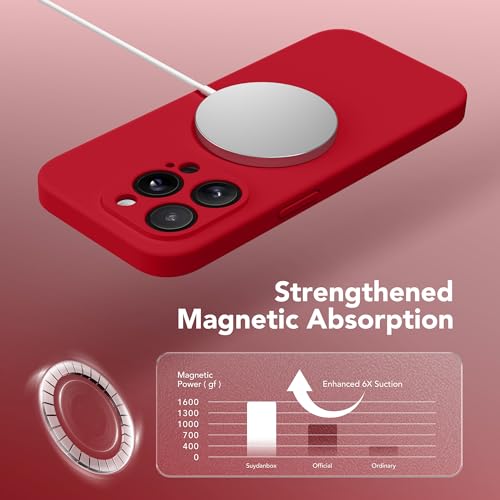 Image of Magnetic for iPhone 13 Pro Max Case, Compatible with MagSafe, [Full Camera Protection][Screen Protector] Silicone Shockproof Protective Phone Case for iPhone 13 Pro Max 6.7 inch, Deep Red