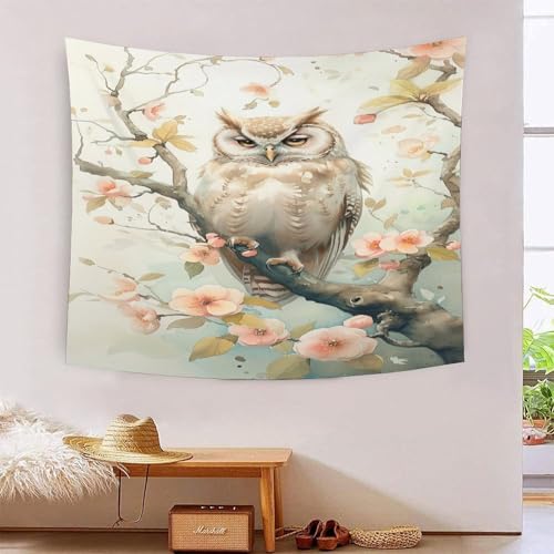 Poster mural hibou blanc tissu 180x230 pour creer un cocon cosy dans le salon