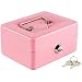 Kyodoled Cash Box with Money Tray,Small Safe Lock Box with Key,Cash Drawer,5.91"x 4.72"x 3.15" Pink Small