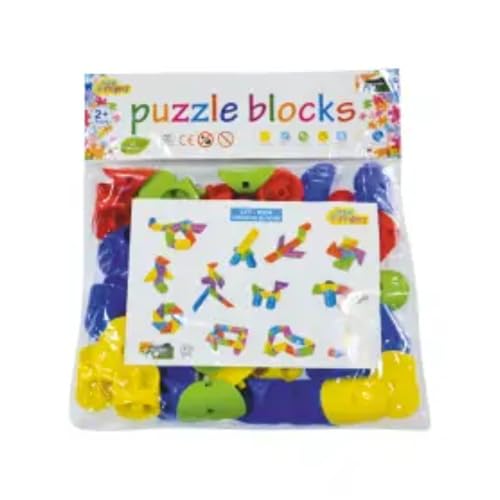 Image of Little Fingers Colorful Interlocking Puzzle Blocks Set for Creative Building & Learning Fun - Ideal for Kids 2+ Years