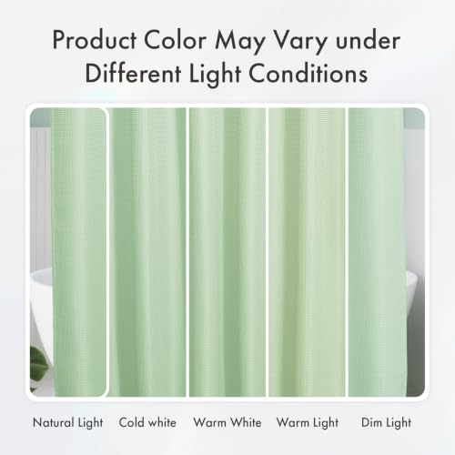 Image of AmazerBath Mint Green Shower Curtain Waffle Textured, Light Green Shower Curtain Fabric Thick Heavy Duty 240GSM, Hotel Quality Bathroom Shower Curtains, Premium Polyester, 72 x 72 Inches