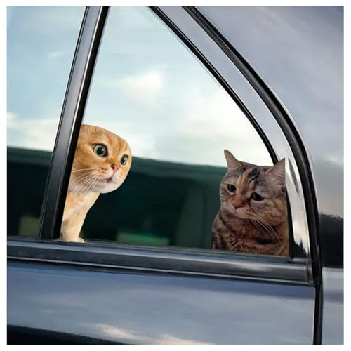 Image of 2 PCS Car Funny Cat Meme Sticker, Cute Kitten Decals for Cars, Laptop, Wall, Rear Window, Bumper, Humorous Automotive Decoration for Trucks & Vans(4 inch)