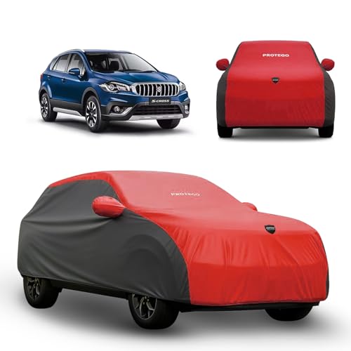 Image of PROTEGO Prime Series India's 1st Anti-Tear Car Cover for Maruti Suzuki S-Cross | Heavy-Duty, Custom Fit, All Weather | 100% Waterproof, Windproof & Hail Resistant | 2-Year Warranty | Red + Black