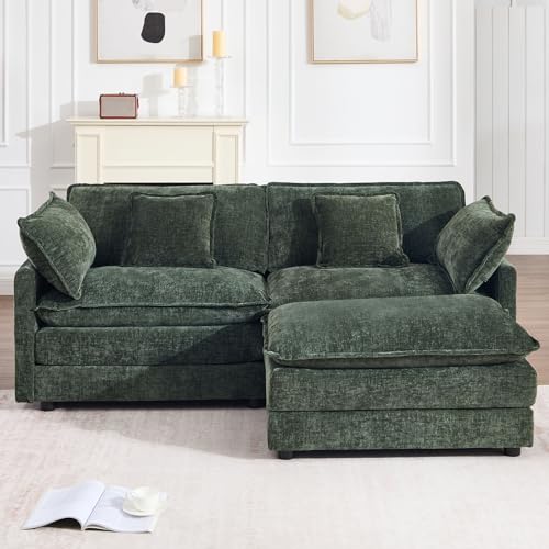 GNIXUU 76.7" Green Cloud Sofa Couch, Modern Chenille Deep 2
