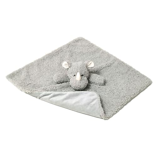 Image of Baby Gray Rhino Soft Stuffed Animal Security Blanket, Plush Rhino Character Lovey Blanket, Baby Shower /Nursery Gift, Newborn Infant Toddler Snuggle Blankie for Boys Girls, 18 Inches