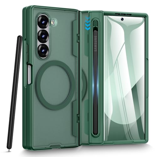 Caka Samsung Galaxy Z Fold 6�p �P�[�X [���^S�y���z���_�[�X���b�g] [���C�[�d] [�q���W�ی�] [�X�N���[���v���e�N�^�[����] ������ �n�[�h �ϏՌ� �}�O�l�b�g �g�ѓd�b�J�o�[ Zfold 6�p - �O���[��