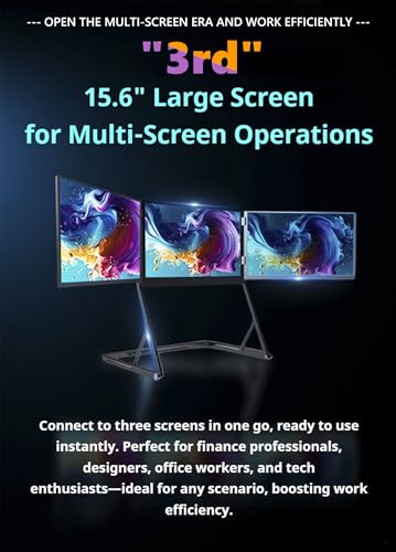 Image of Laptop Screen Extender Triple Monitor Mount Stand Triple Screen Laptop Monitor Extender, Portable 3 Screen Display with Single USB-C for Laptops,Foldable Aluminum Multi-Monitors(2 Pcs)