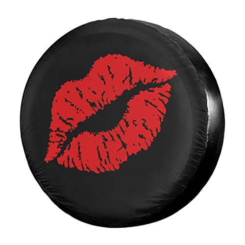 Image of Red Lips Spare Tire Cover Dust-Proof Wheel Tire Cover Fit Trailer, RV, SUV and Many Vehicle 15 Inch