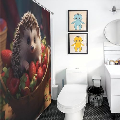 Rideau de douche hérisson imperméable en polyester lavable pour baignoire 168x183cm - 3