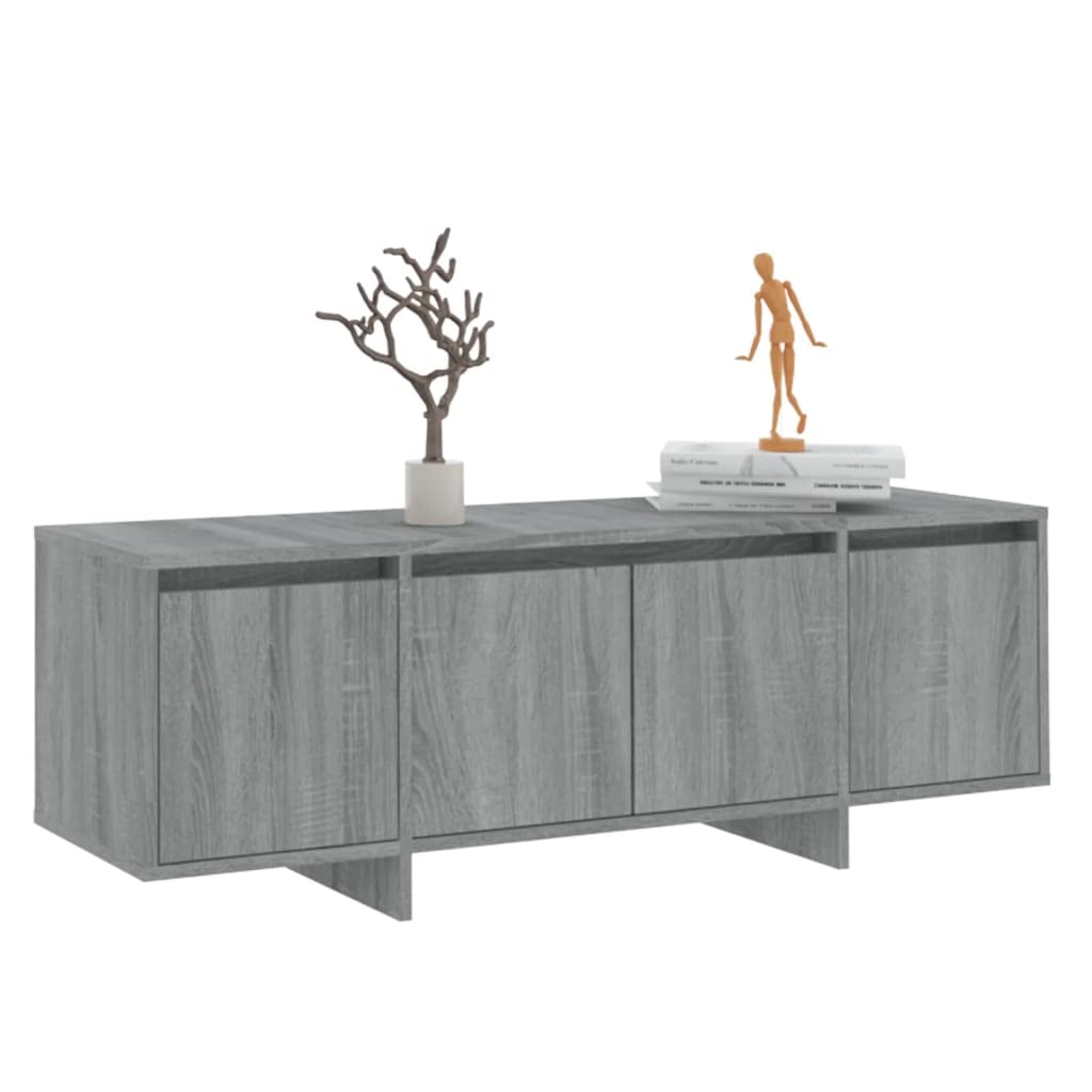 Hothingwell Sonoma szafka pod telewizor szara 120x30x40,5 cm Wood Ingenierie 4 drzwi | Przechowywanie DVD, konsola do gier, czasopisma, łatwe czyszczenie, stabilna konstrukcja