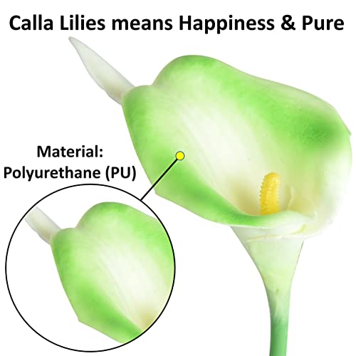 Image of Tdas Artificial Lily Flowers Plants Home Decor Items Flower Plant for vase Living Room Hall Bedroom Decorative Decoration - 34 CM Long (Pot Not Included) (Green, 5 Pcs)
