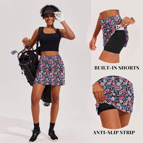 Image of Ekouaer 16 inch Golf Skorts for Woman with Inner Pockets Silicone Grippers Tennis Skirt Quick Dry Athletic Pickleball Skort