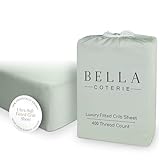 Bella Coterie Luxury Bamboo Viscose Crib Sheet | Organically Grown | Ultra Soft | Cooling for Better Sleep | Deep Pocket Fitted Sheet for Crib & Toddler Mattress | 100% Organically Grown [Sea Glass]
