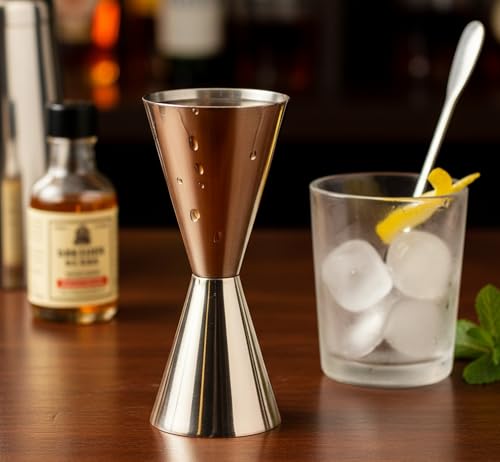 Image of eSplanade Brass Liquor Peg Measuring Glass Jigger Bar Tool - Double Sided - 30 and 60 ml (silver(Double Sided))