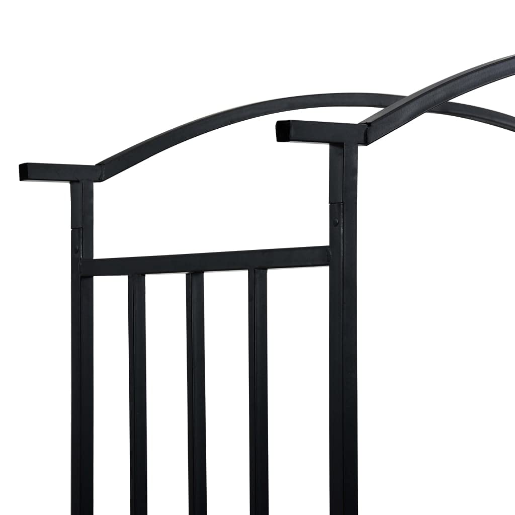 Gartenbogen mit Bank, schwarz, 128 x 50 x 207 cm, Eisen, Hochzeitsbogen, Rosengitter, Rankhilfe für Kletterpflanzen, Gartendekoration