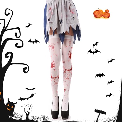 Calcetines Manchados de Sangre de Halloween,1 Par Disfraz de Cosplay de Halloween Medias de Sangre,Impresión Sangrienta Medias Conjunto para Fiestas,Cumpleaños y Bailes de Disfraces