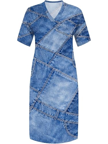 Image of PinkPatty Women's Oversize V Neck Short Sleeve Maxi Dress with Pockets