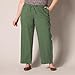 Amazon Essentials Women's Pull On Linen Blend Drawstring Relaxed Fit Wide Leg Pant, Military Green, 1X