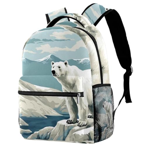 Sac à dos d'école montagne enneigée multicolore au dos rembourré