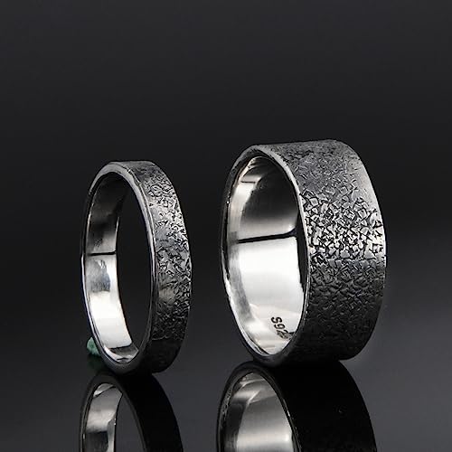 Personalized Viking Wedding Couple Ring Set,Promise Ring, Hand Forged Ring,Norse Ring,Rustic Engagement Ring,Chunky rings,Celtic Ring2