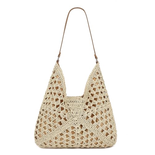 Bolso de hombro tejido para playa para mujer miniatura 1