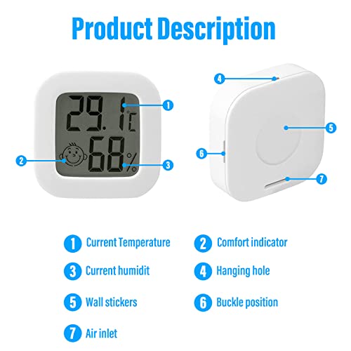 Foto von RUIZHI 3er-Pack Mini Indoor Thermometer Hygrometer Digitaler Luftfeuchtigkeit Temperatur LCD-Anzeige Sensor Thermometer für Zuhause, Büro，Raumklimakontrolle Raumluftüerwachtung