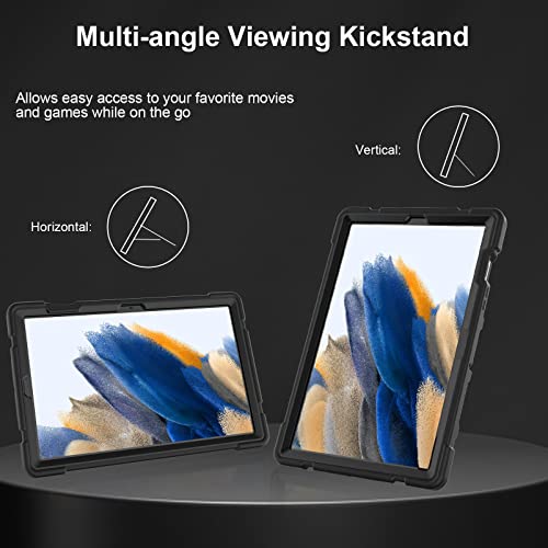 Rantice Galaxy Tab A8 10.5 Case, Samsung Galaxy Tab A8 Case With Kickstand, Hybrid Shockproof Rugged Cover For Samsung A8 Tablet Case 10.5 Inch (Sm-X200/X205/X207), Black #TOP6