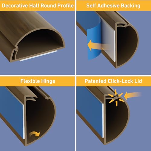 Image of D-Line Oak Wood Effect Cable Cover On Wall, 1 Meter Medium Size Channel For Hiding And Hiding Wires, Cables Or Wires, Cable Management, 30mm(W) x 15mm(H)