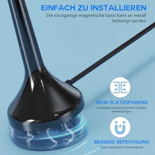 Image of ZORBES 14'' Telescopic Radio Antenna with Base, Digital Audio Broadcasting Accessories, Universal FM /AM Signal Booster Aerial with 3 Adapters and 3m Coax Cable for Home Stereo, and Portable Radios