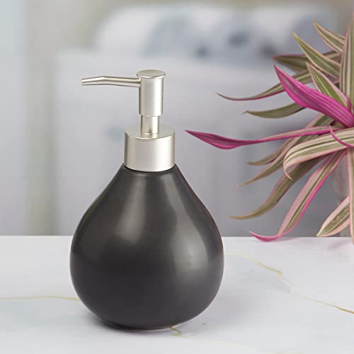 Image of Kookee Ceramic Soap Dispenser with Pump for Kitchen, Bathroom, & Wash Basin, Designer Refillable for Liquid Handwash, Shampoo & Lotion, Leakproof, Set of 1 (8013)