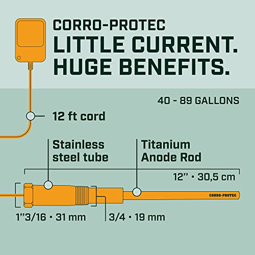 Corro-Protec™ Powered Anode Rod For Water Heater, 20-Year Warranty, Eliminates Rotten Egg/Sulfur Smell Within 24 Hours, Stops Corrosion And Reduces Limescale, Electrical Anode Rod Made Of Titanium #TOP1