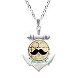 Qualitativ hochwertig. Charmante Schnurrbart Anker Halskette Bart Anhänger Hipster Schmuck Glas Cabochon Bronze Silber Anhänger Kette Pullover Anker Halskette Q0267
