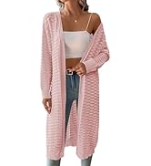 Pink Queen Women's Lightweight Long Cardigan Sweaters Casual Long Sleeve Open Front Drop Shoulder...