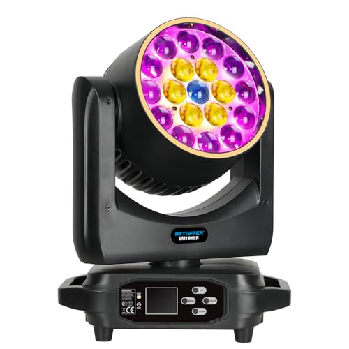 BETOPPER Moving Head Light,19x15W RGBW with Light Strip Effect Moving Head Stage Spotlight,Lightweight Disco DJLight for Party Wedding Club Bars Show?1?