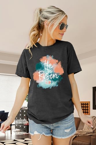 Image of Women Happy Easter T Shirt Bunny Rabbit Graphic T-Shirt Funny Letter Printed Shirts Short Sleeve Tops