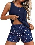 ensemble pyjama short femme pas cher Pyjama Femme avec Col Décoratif Raffiné: Le col et la poche sont soulignés par une bordure imprimée contrastée, en harmonie avec le motif du short. Ce détail casse la sobriété du haut uni et apporte une touche élégante et soignée, pour un pyjama au vrai sens du design.