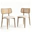 Beige Rattan / Wood-grain Metal Legs