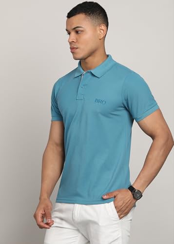 Image of INKKR Men Solid Polo Neck Cotton Blend Collar T-Shirt