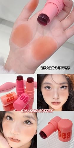 Image of Gege Bear 2-in-1 Jelly Tint Cheek Blush Stick - Hydrating & Lightweight Lip and Cheek Tint, Long-Lasting Natural Matte Blush, Buildable Cream Blush Stick for Women, Smooth Blendable Makeup, Multipurpose Makeup for Women's Beauty Routine (04-ICE EXTRACT GRAPES, 7g)