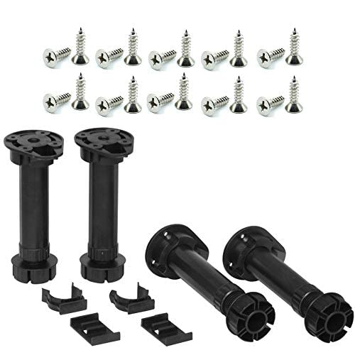 Planet Value Set of 4 Adjustable Kitchen Cabinet Legs with Screws | includes Plinth Clips | Complete Set | Kitchen Cupboard Legs