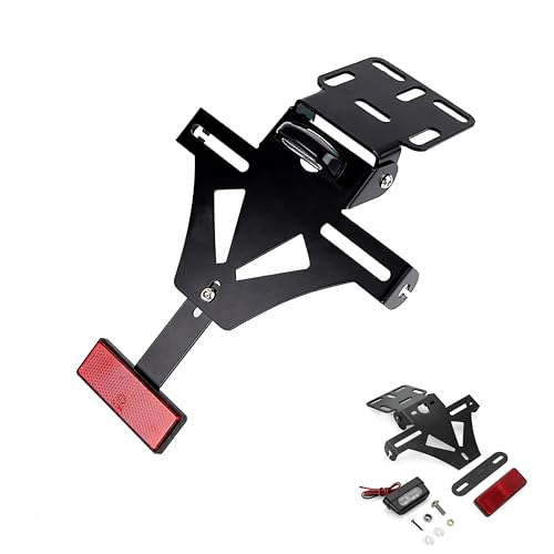 Letgoing Support de Plaque d'immatriculation Moto Universel avec éclairage LED et Clignotant Angle Ajustable Aluminium Convient pour CB650R/CBR650R YZF R1/R3/R6/R25 MT-07 (Normal)