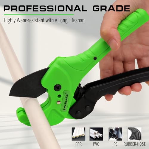 SWANLAKE PVC Pipe Cutter,1-5/8"&1-3/8" Ratchet PVC Pipe Cutter for PEX,PVC,PPR and Plastic Hoses, SK5 Steel Blades Ratcheting Pipe Cutter Tool for Home Repairs and Plumbers 7 SWANLAKE PVC Pipe Cutter,1-5/8"&1-3/8" Ratchet PVC Pipe Cutter for PEX,PVC,PPR and Plastic Hoses, SK5 Steel Blades Ratcheting Pipe Cutter Tool for Home Repairs and Plumbers - Image 7