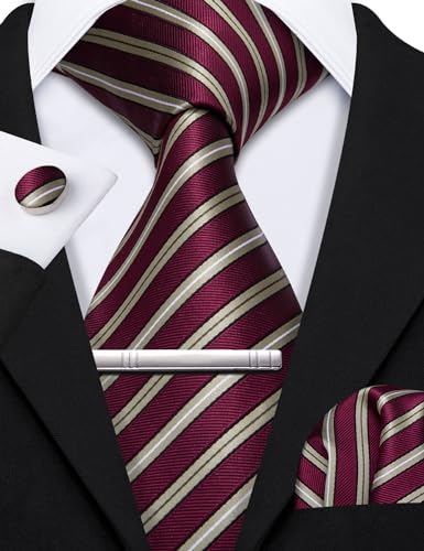 Image of Barry.Wang Designer Mens Tie Sets Collection, Eleagnt Gift Box Tie Clips Handkerchief Cufflink Set