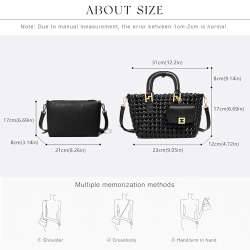 Bolso Tote tejido para mujer, bolso cruzado con asa miniatura 3