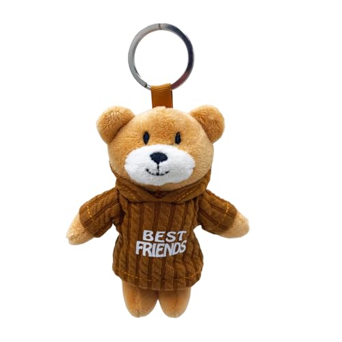 Portachiavi a forma di orsacchiotto con maglia Best Friends, peluche