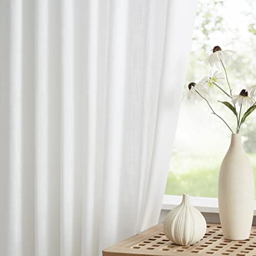 Vision Home White Pinch Pleat Semi Sheer Curtains 84" for Living Room & Bedroom