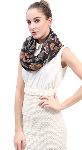 Lina & Lily Day of the Dead Sugar Skull Print Women's Infinity Scarf Lightweight2