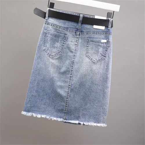 Women's with Slit Stretch Denim Skirt Summer Mid-Calf Pocket Skirt3