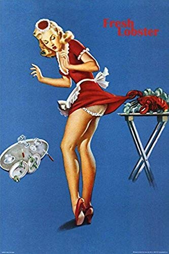 Up To 40% OFF Buyartforless Fresh Lobster - Vintage Pin Up Waitress Girl Pinched 36x24 Retro Art Print Poster Authentic Crazy Deals Buyartforless Fresh Lobster - Vintage Pin Up Waitress Girl Pinched 36x24 Retro Art Print Poster