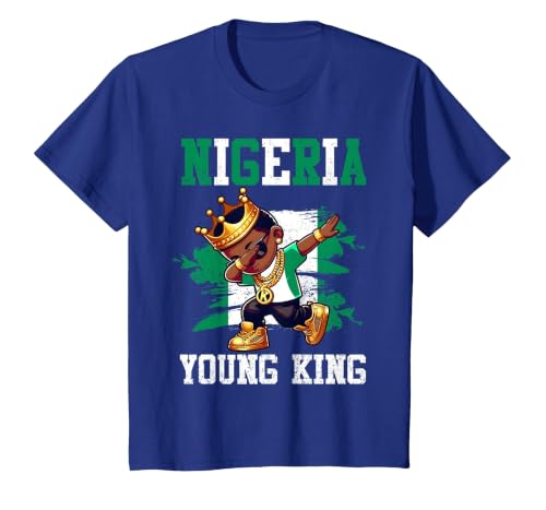 Nigeria Young King Nigerian Boy African Proud Nigerian Flag T-Shirt, Youth, Royal Blue, Small